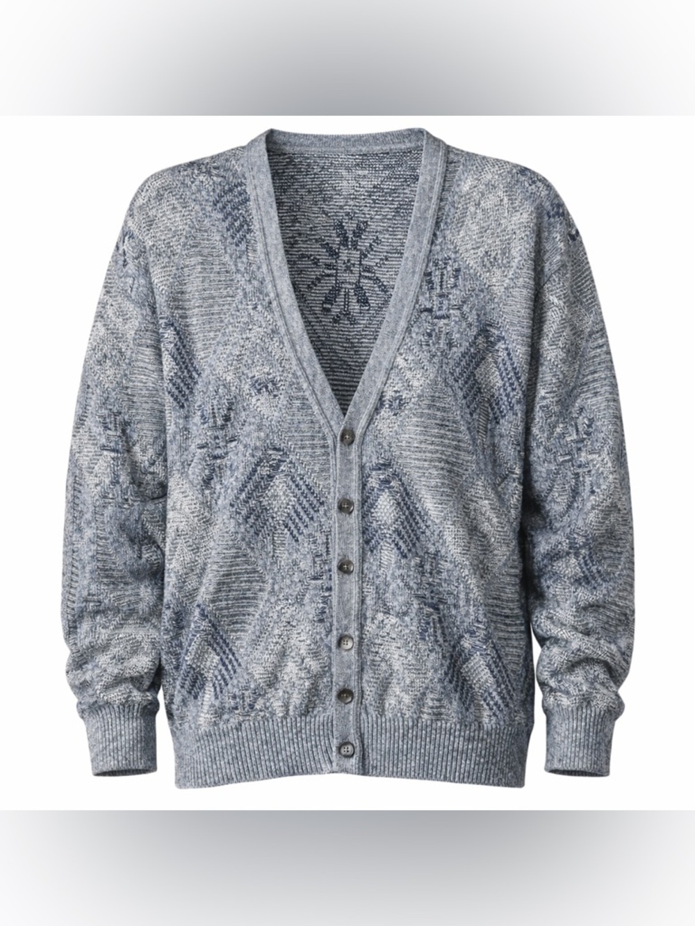 Vintage Textured Grandpa Knit knit – geometric gray – large - Picture 1 of 4